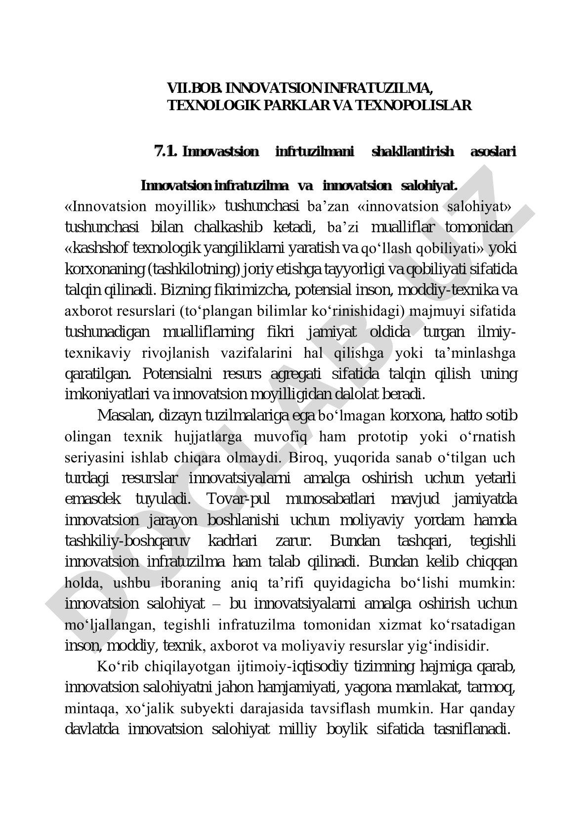 Innovatsion infratuzilma, texnologik parklar va texnopolislar