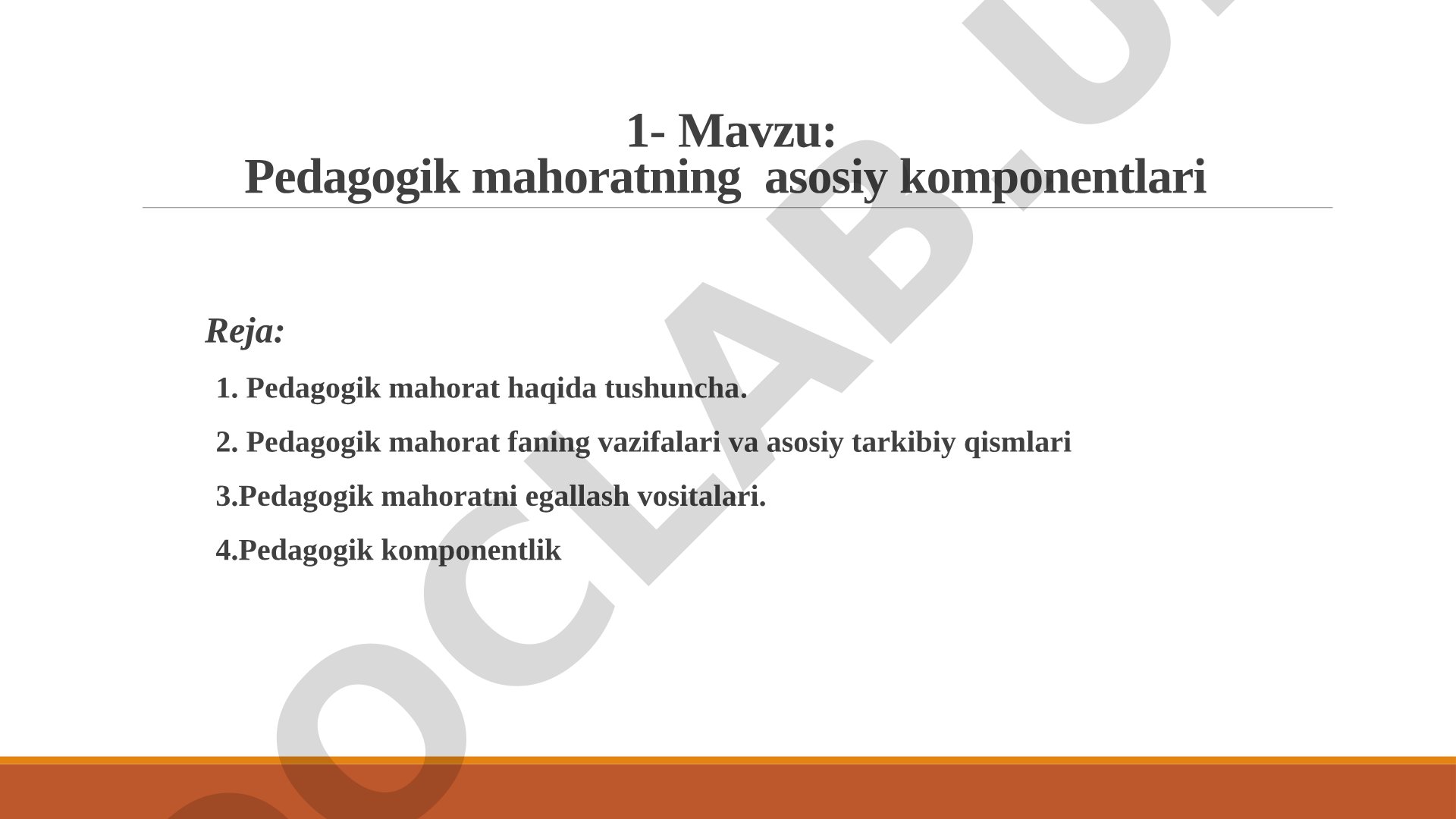 Pedagogik mahoratning asosiy komponentlari
