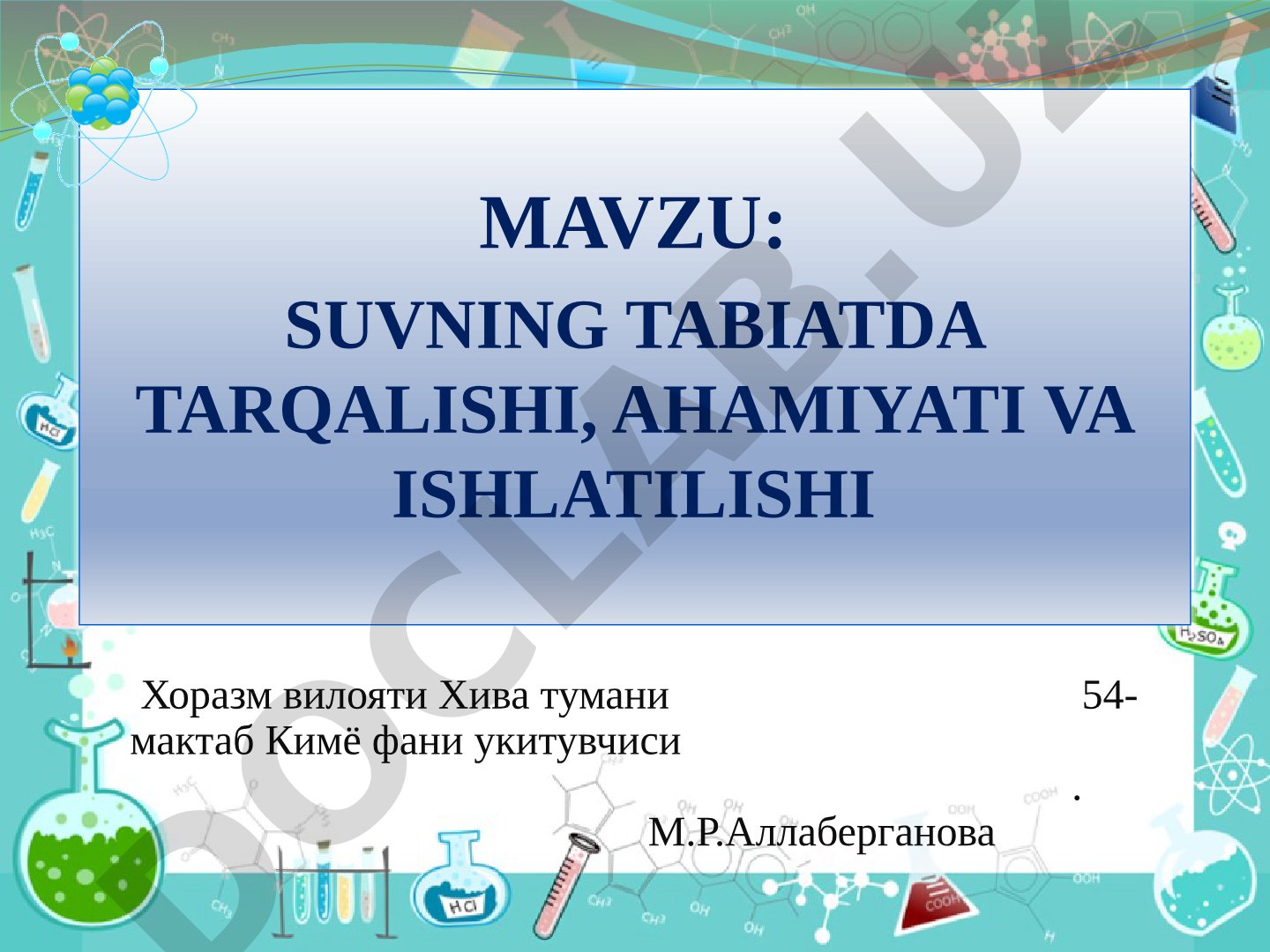 Suvning tabiatda tarqalishi, ahamiyati va ishlatilishi