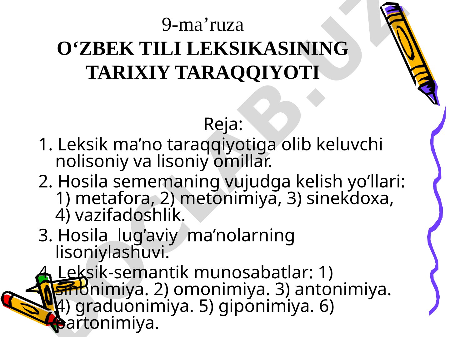 O‘ZBEK TILI LEKSIKASINING TARIXIY TARAQQIYOTI