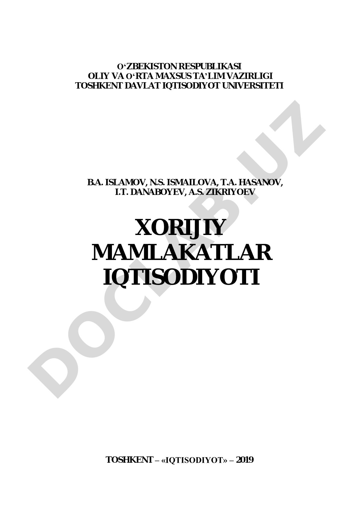 Xorijiy mamlakatlar iqtisodiyoti