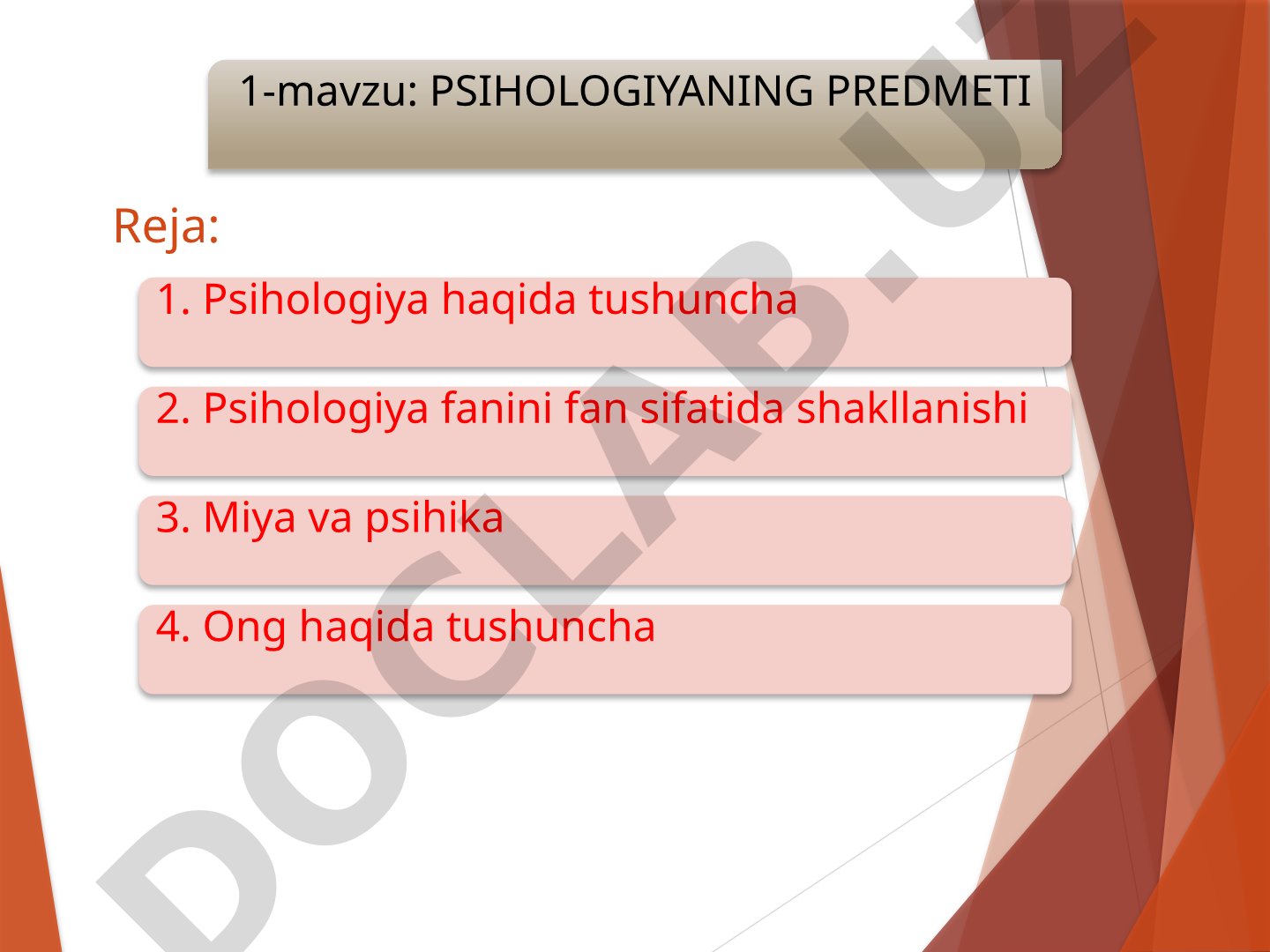 Psihologiyaning predmeti