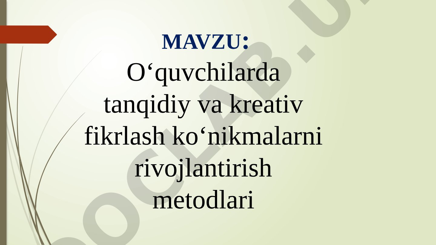 O‘quvchilarda tanqidiy va kreativ fikrlash ko‘nikmalarni rivojlantirish metodlari