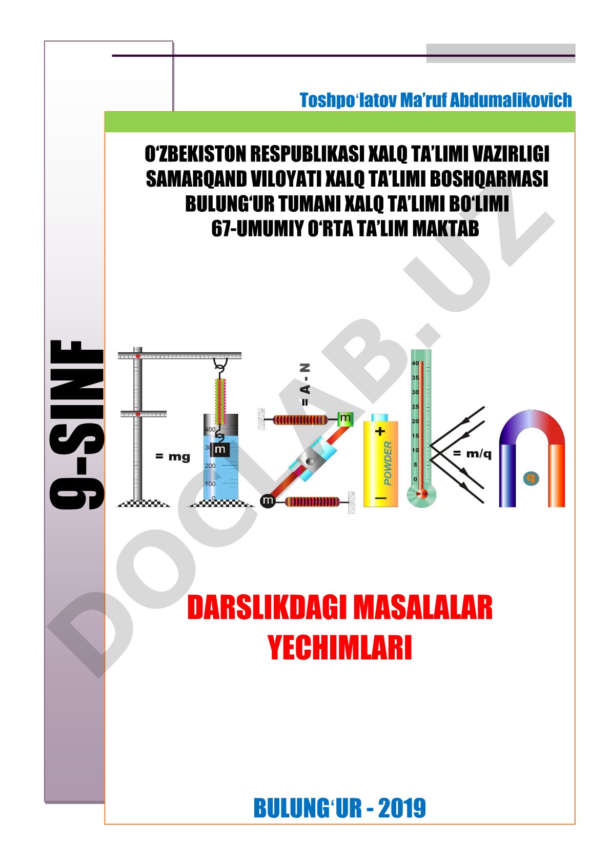 Darslikdagi masalalar yechimlari 9-sinf
