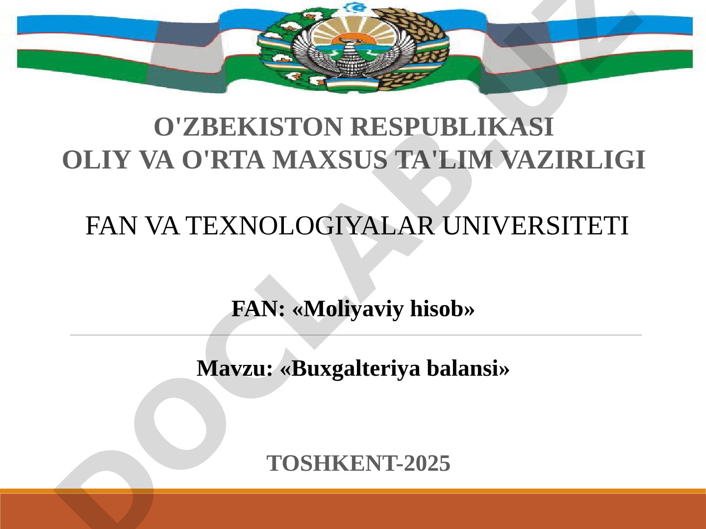 Buxgalteriya balansi tushunchasi, tuzilishi, bo'limlari va shakllari haqida taqdimot