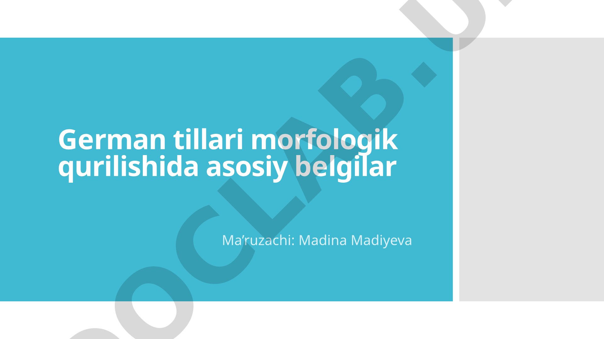 German tillari morfologik qurilishida asosiy belgilar