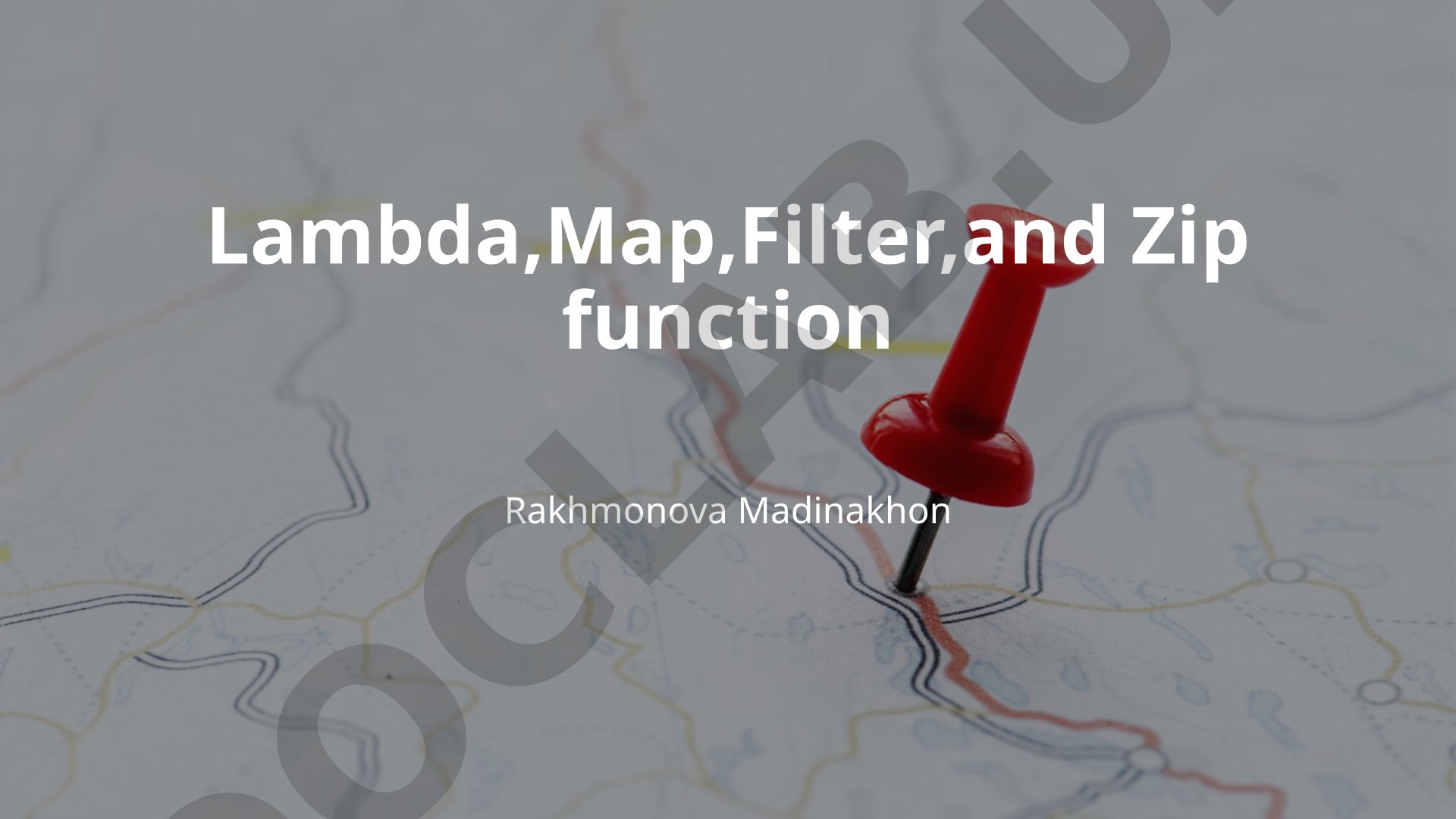 A presentation about Lambda, Map, Filter, and Zip functions in Python