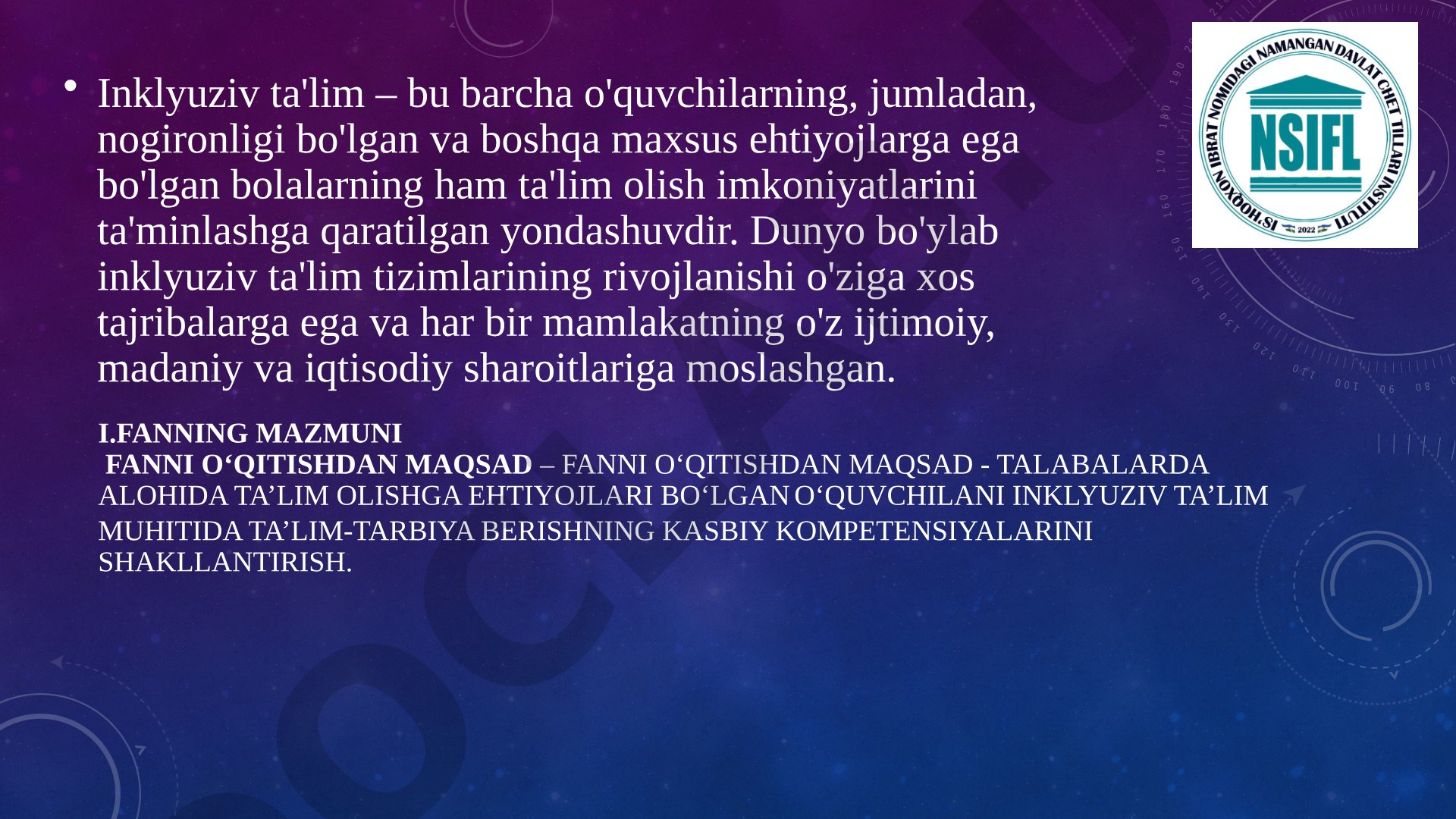 Inklyuziv ta'limning maqsadi va xalqaro tajribalar