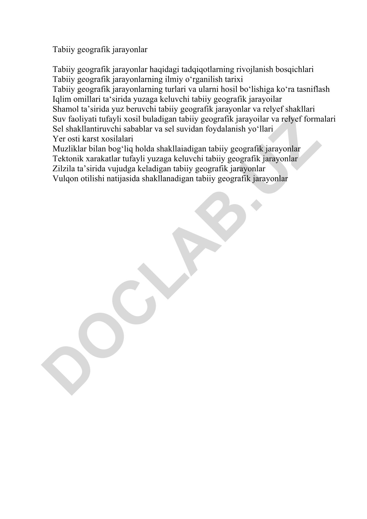 Tabiiy geografik jarayonlar va ularning turlari