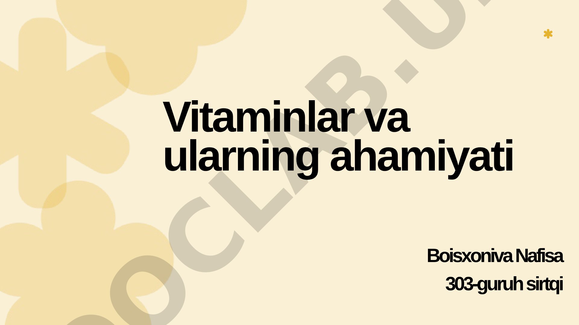 Vitaminlar va ularning ahamiyati