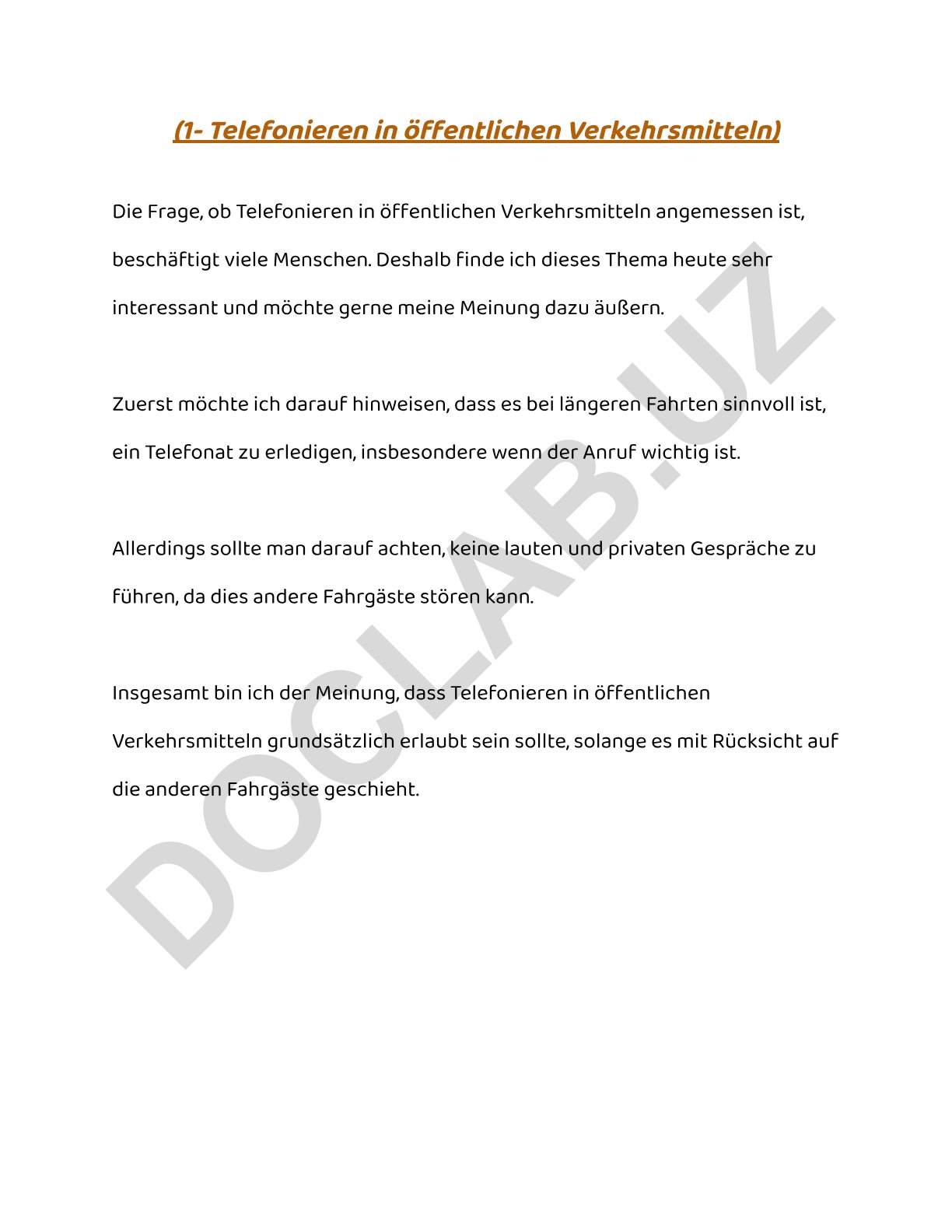 Telefonieren und Essen in öffentlichen Verkehrsmitteln