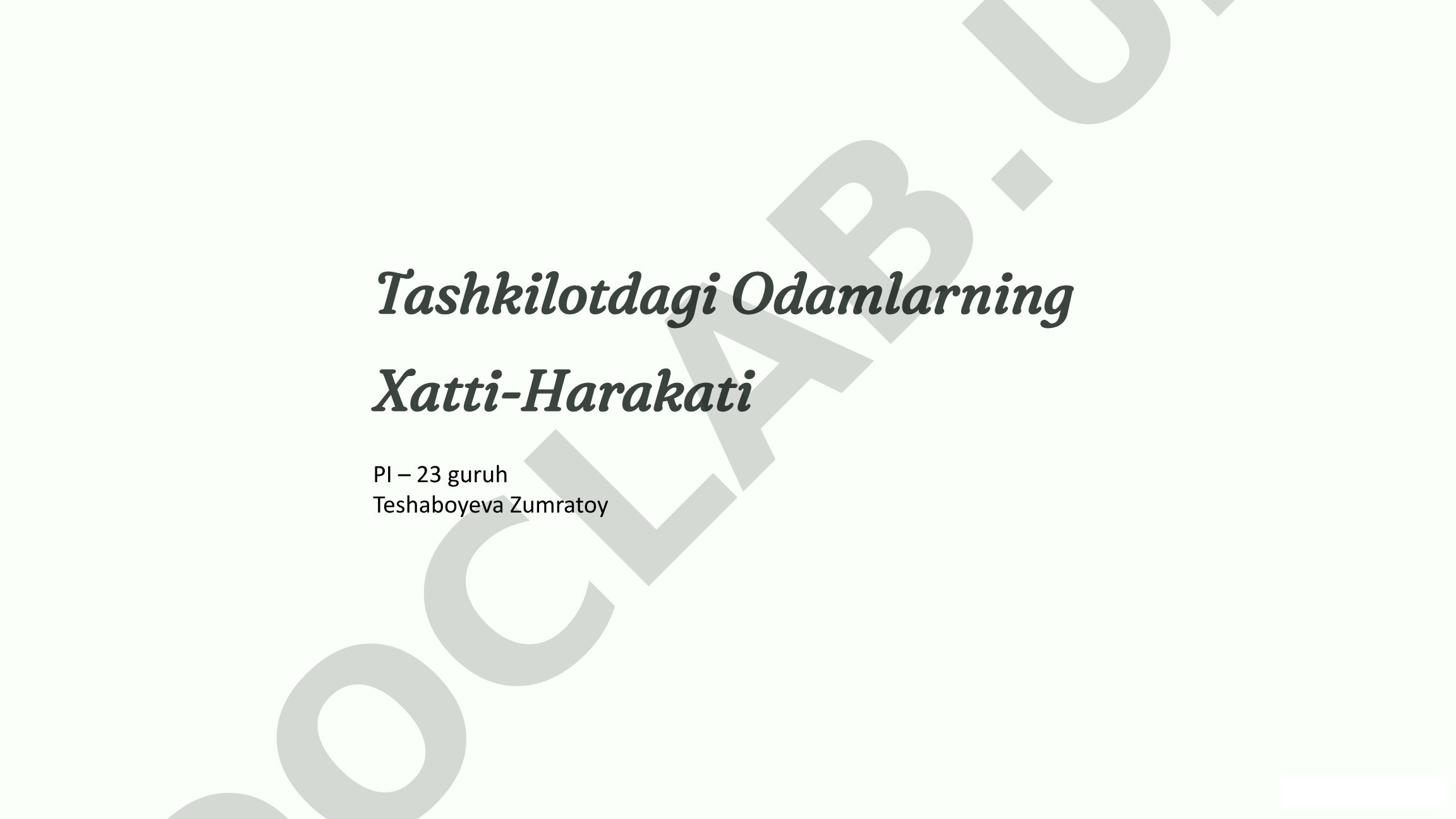 Tashkilotdagi Odamlarning Xatti-Harakati