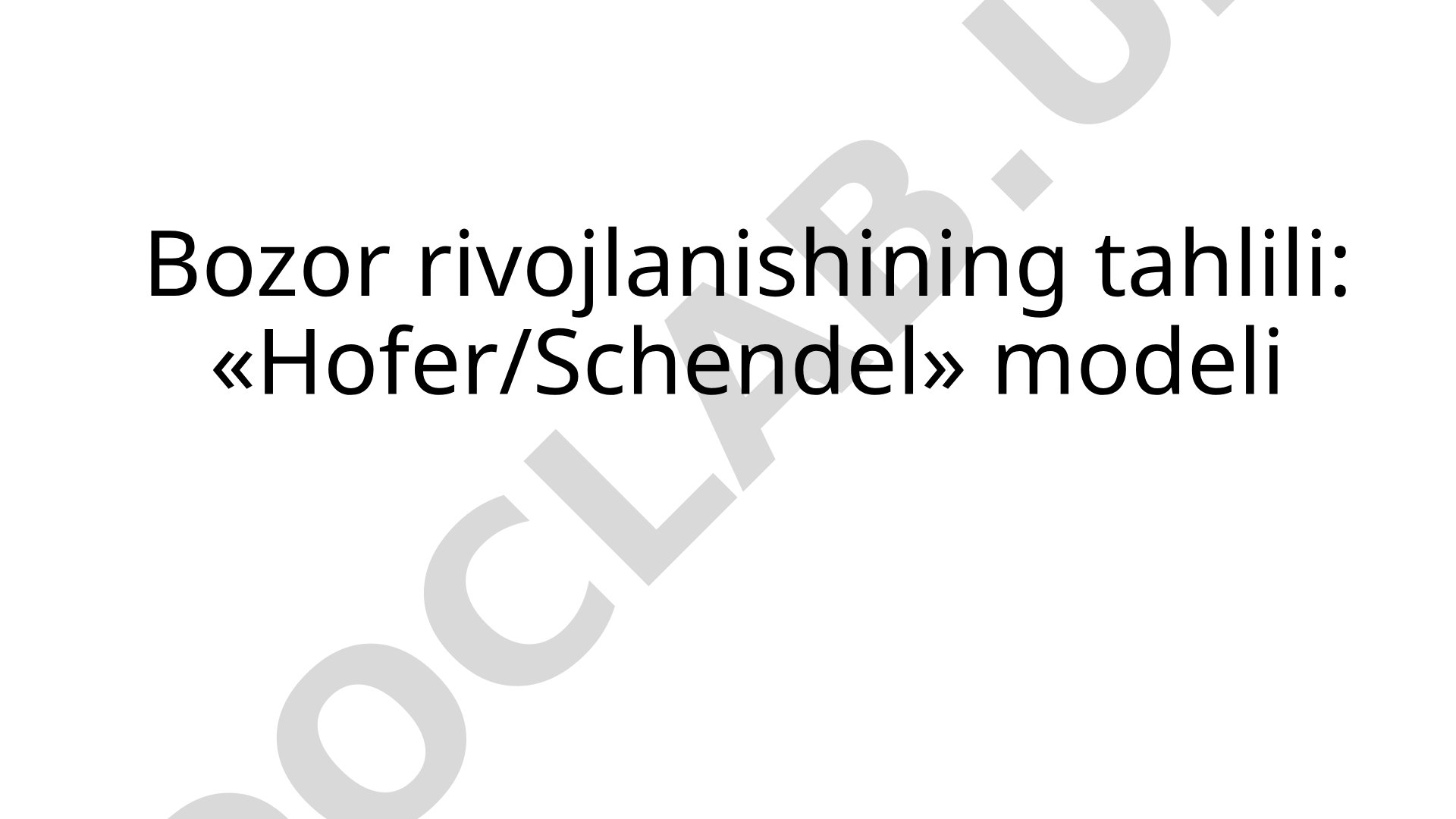 Bozor rivojlanishining tahlili: «Hofer/Schendel» modeli