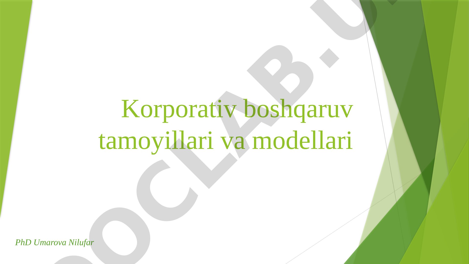 Korporativ boshqaruv tamoyillari va modellari