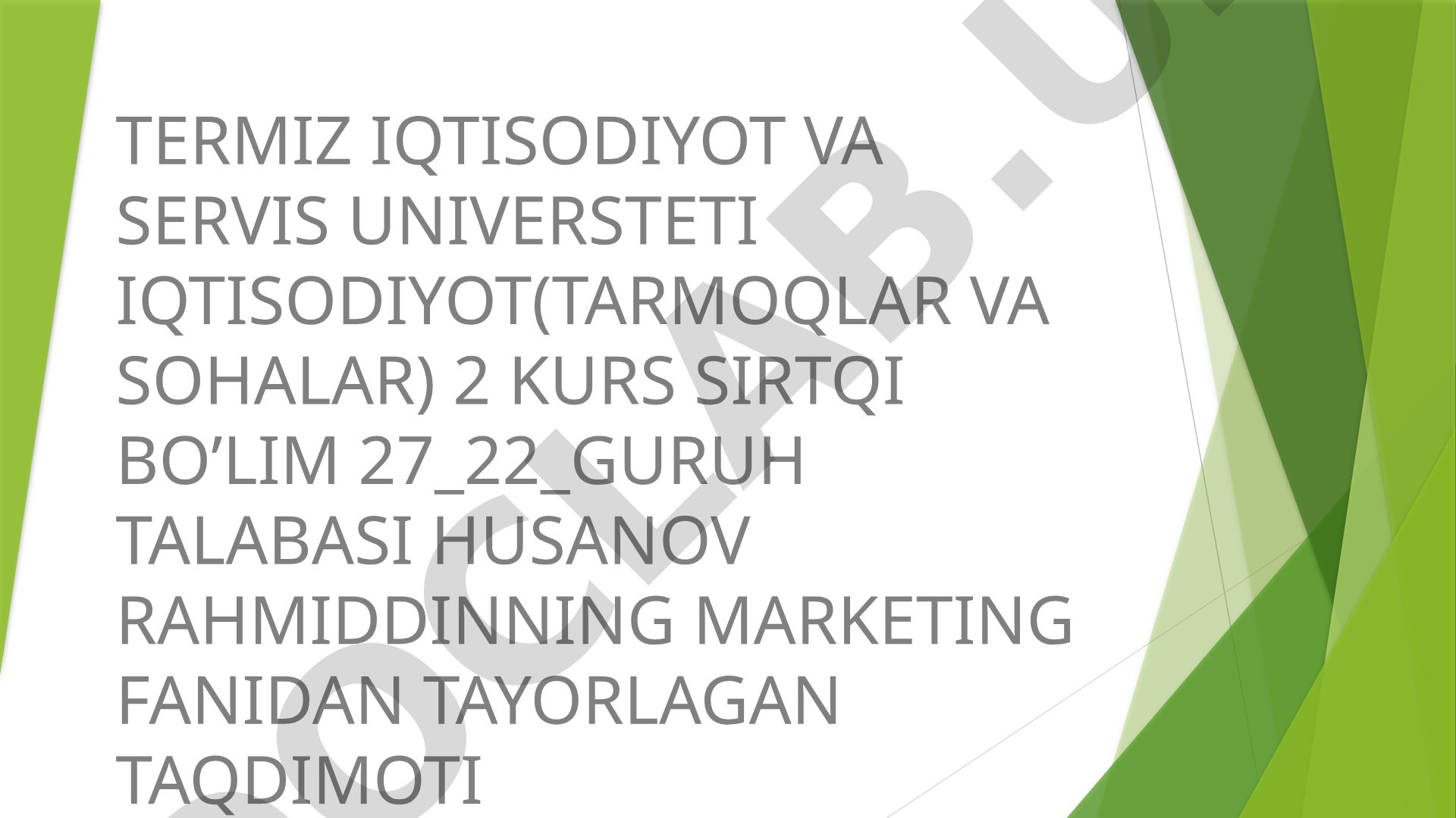 Tovarni pozitsiyalashtirish tushunchasi, strategik tashkil etuvchilari va mezonlari