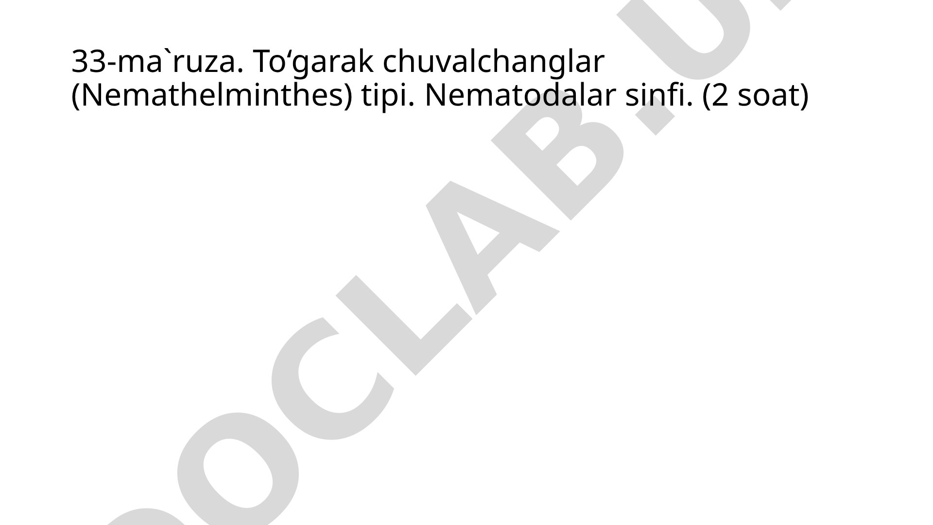 To‘garak chuvalchanglar (Nemathelminthes) tipi. Nematodalar sinfi.