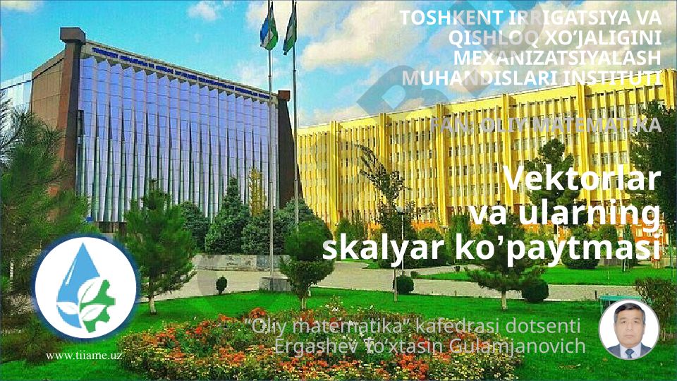 Vektorlar va ularning skalyar ko'paytmasi
