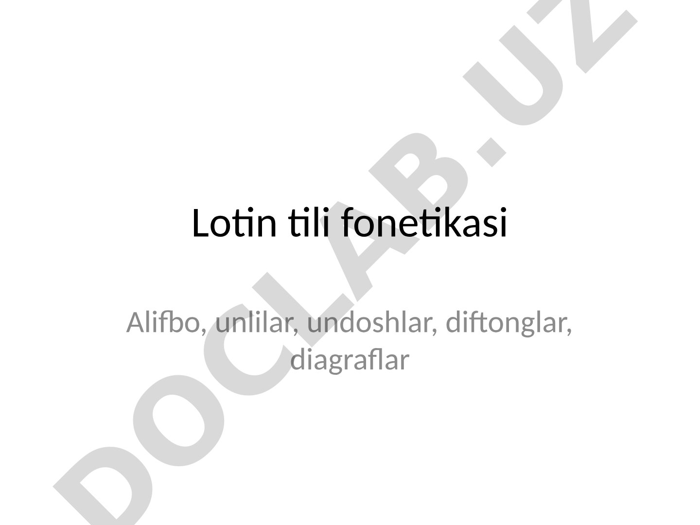 Lotin tili fonetikasi
