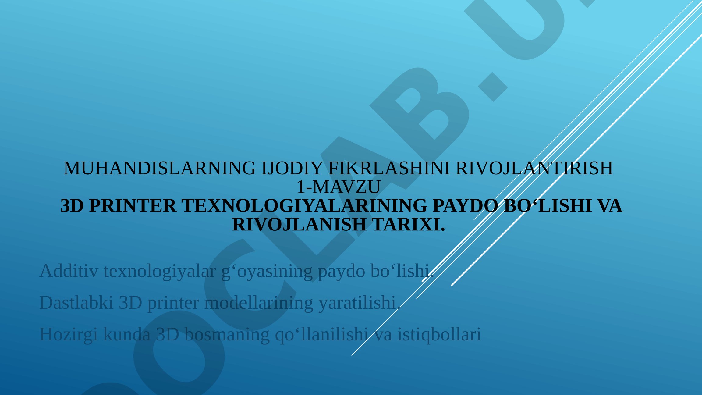 3D printer texnologiyalarining paydo bo‘lishi va rivojlanish tarixi