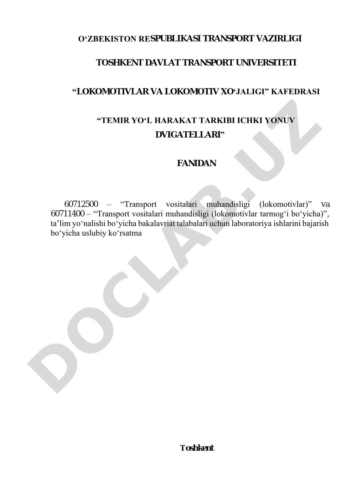 Temir yo‘l harakat tarkibi ichki yonuv dvigatellari