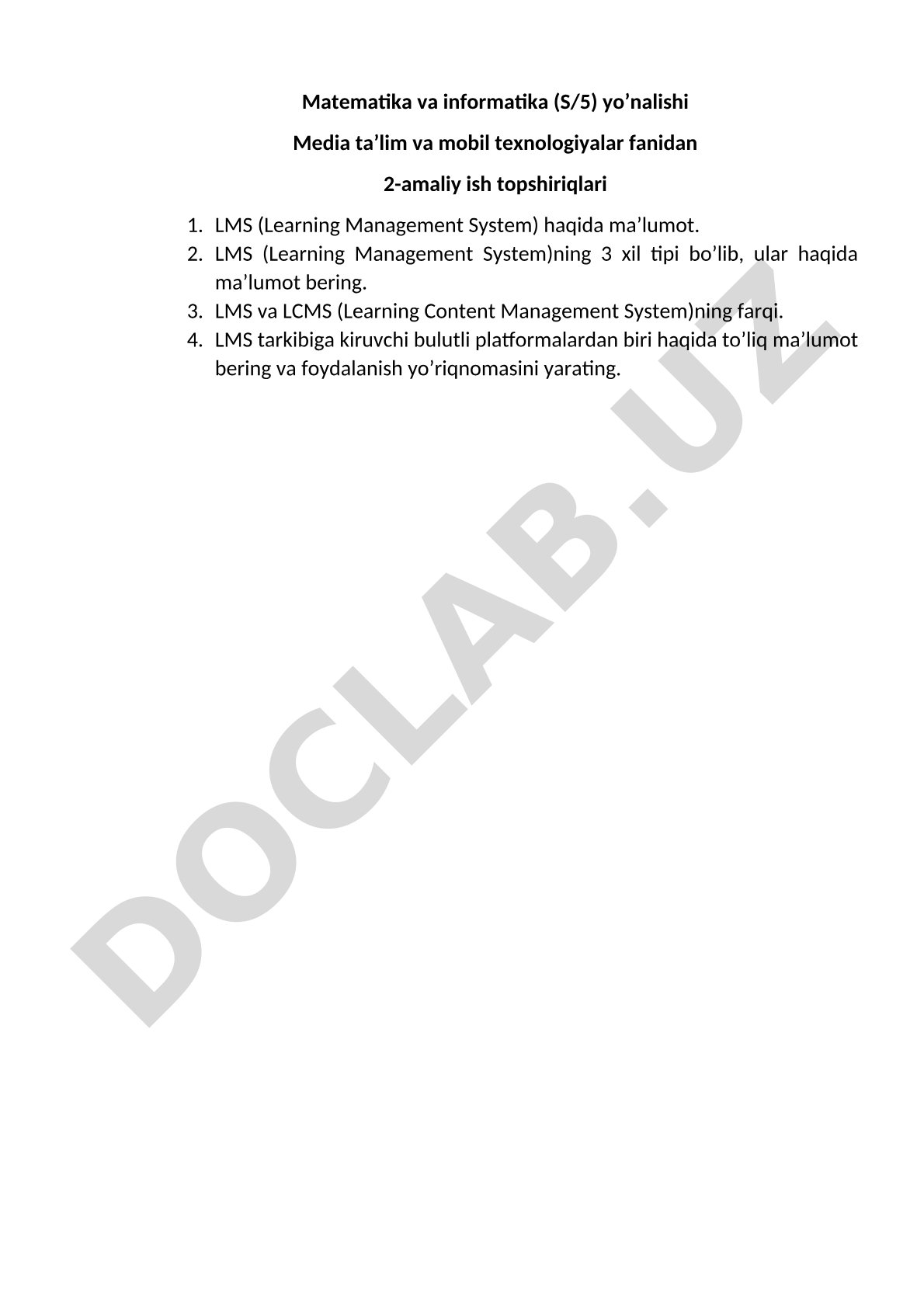 Media ta'lim va mobil texnologiyalar: LMS (Learning Management System) haqida ma'lumot