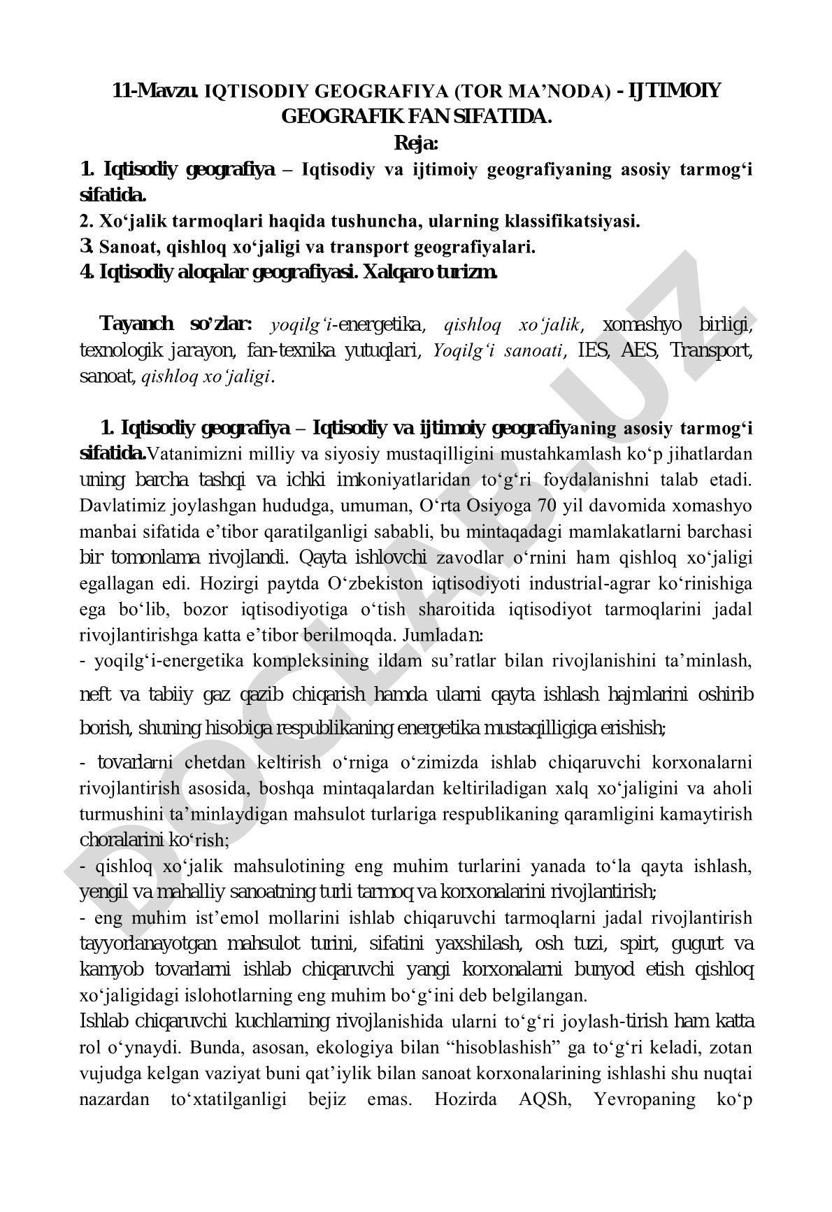 Iqtisodiy geografiya (tor ma’noda) - ijtimoiy geografik fan sifatida