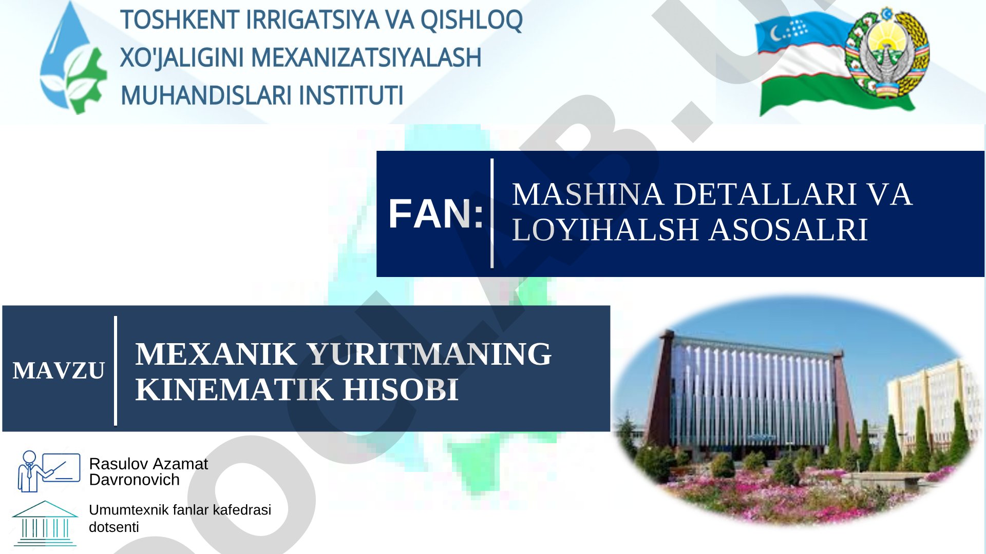 Mexanik yuritmaning kinematik hisobi