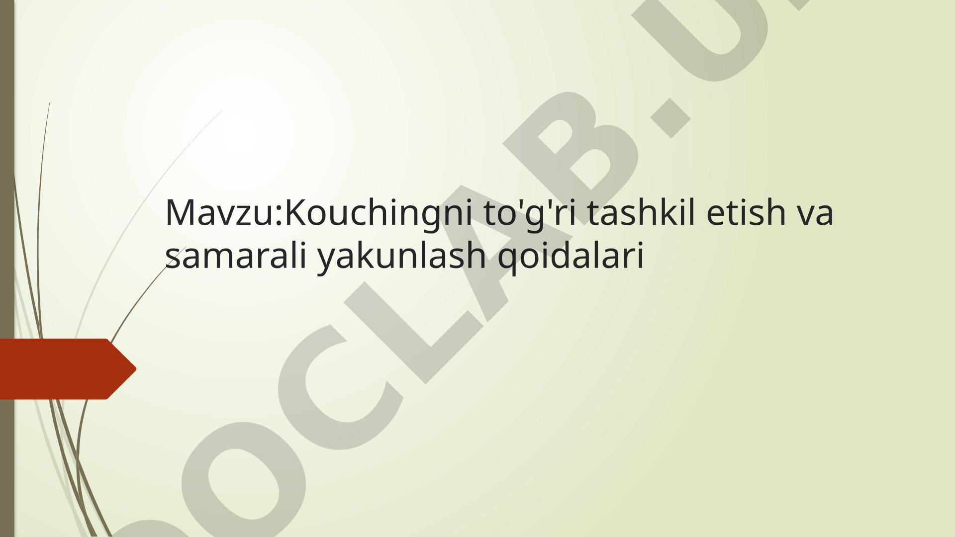 Kouchingni to'g'ri tashkil etish va samarali yakunlash qoidalari