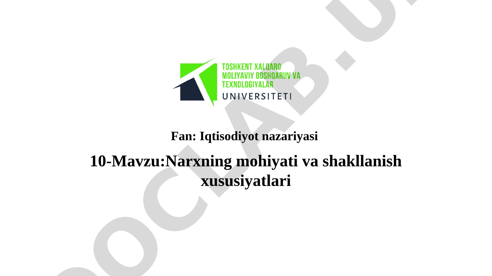 Narxning mohiyati va shakllanish xususiyatlari