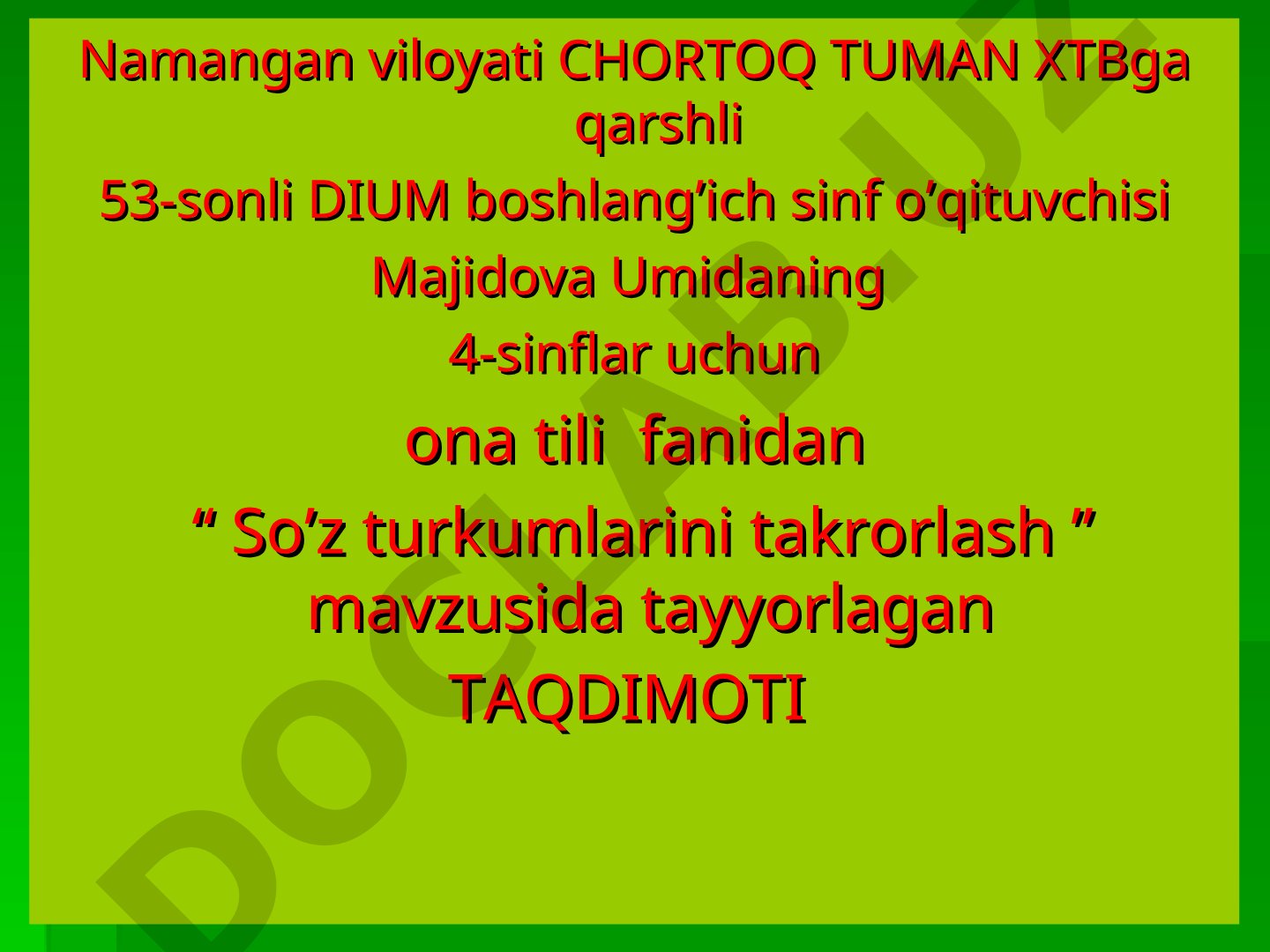 So'z turkumlarini takrorlash
