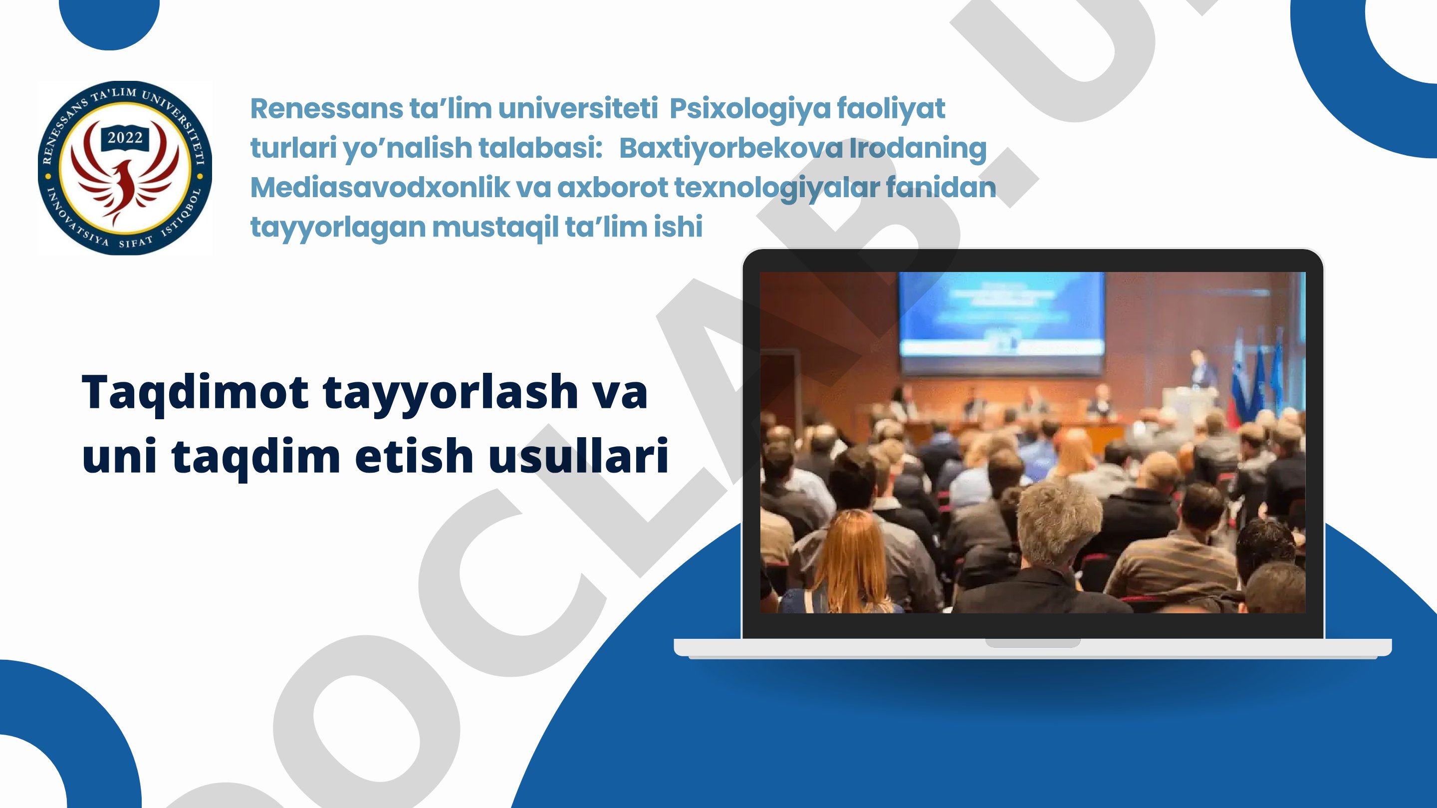 Slayd yordamida ma'lumotni namoyish qilish usullari