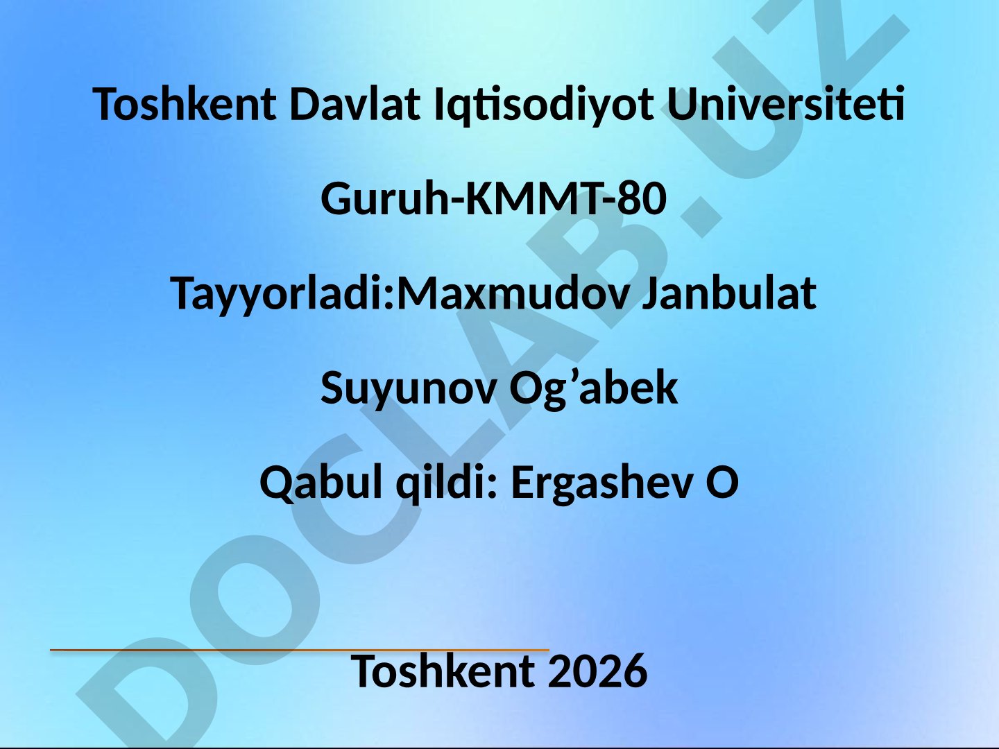 Pul muomalasi va kredit tizimi