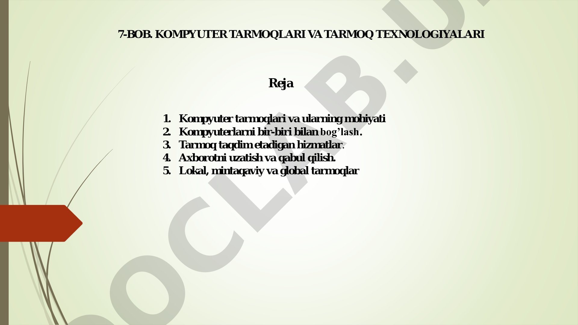 Kompyuter tarmoqlari va tarmoq texnologiyalari