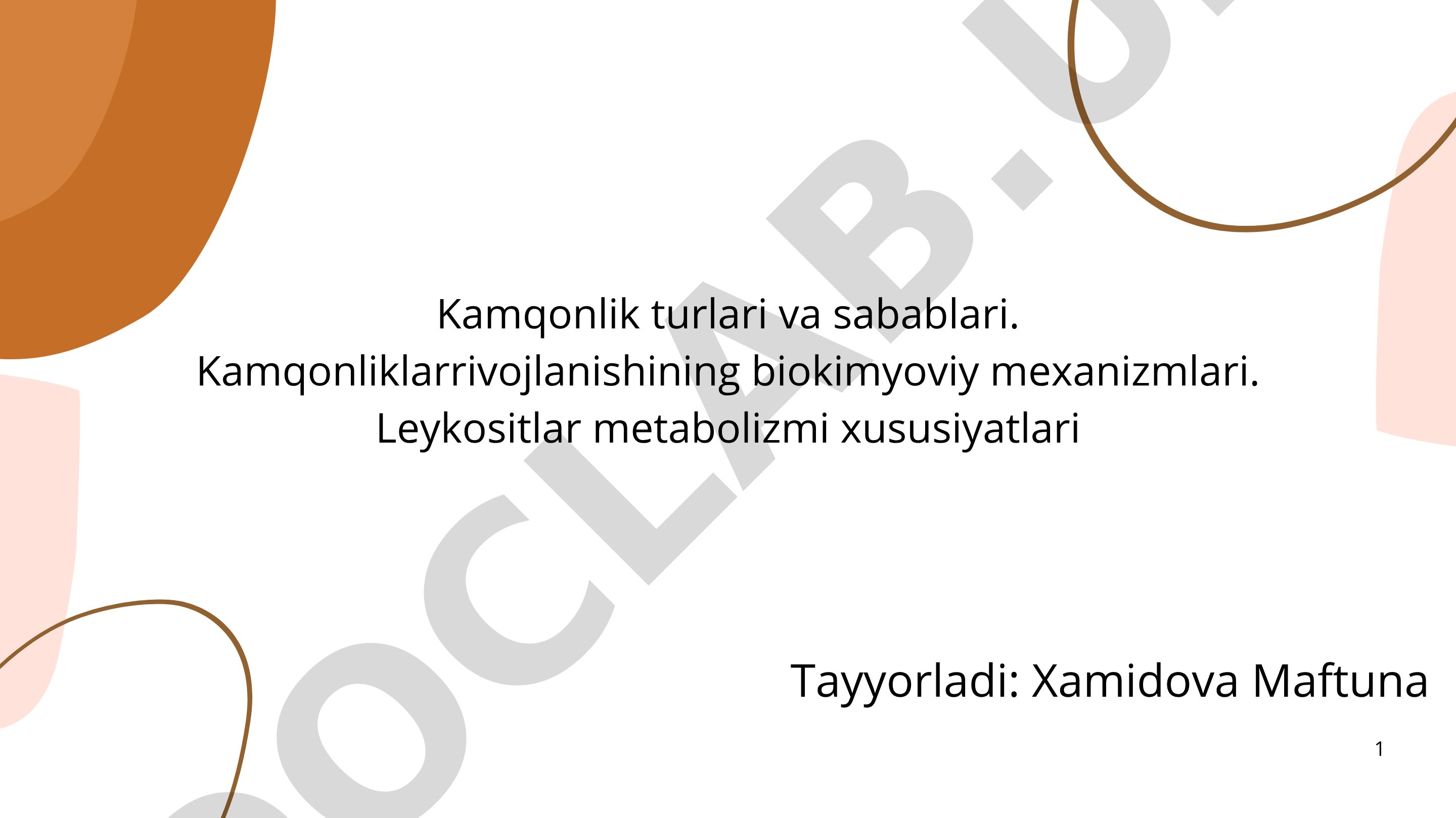 Kamqonlik turlari va sabablari