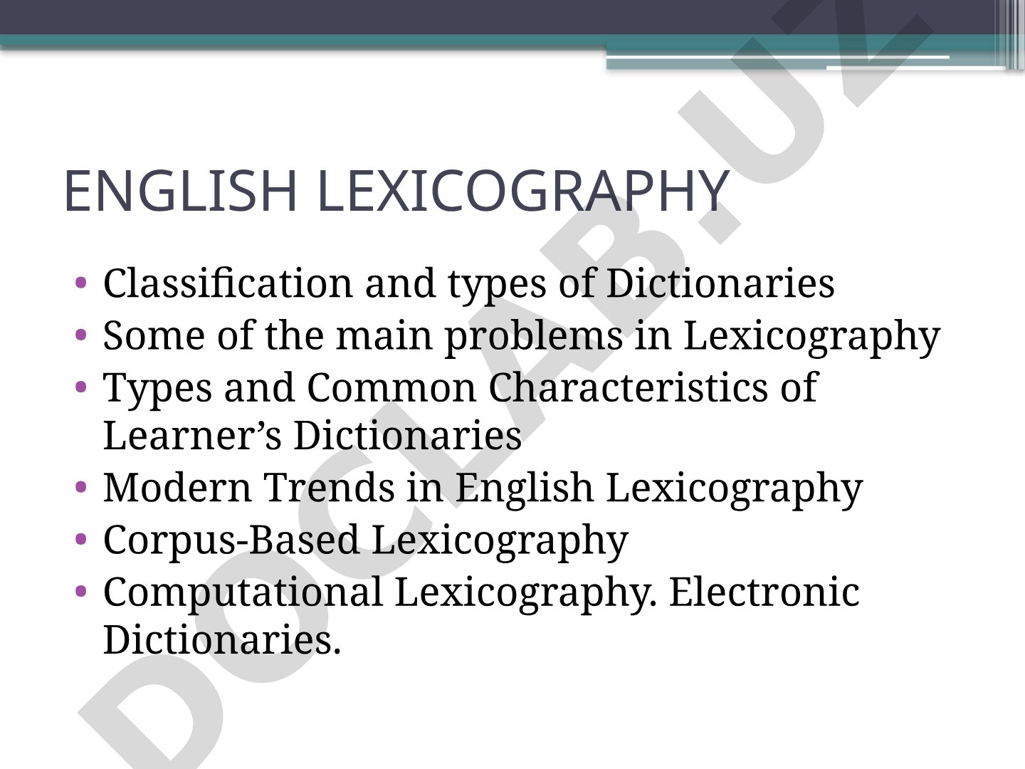 English lexicography classification and types of dictionaries