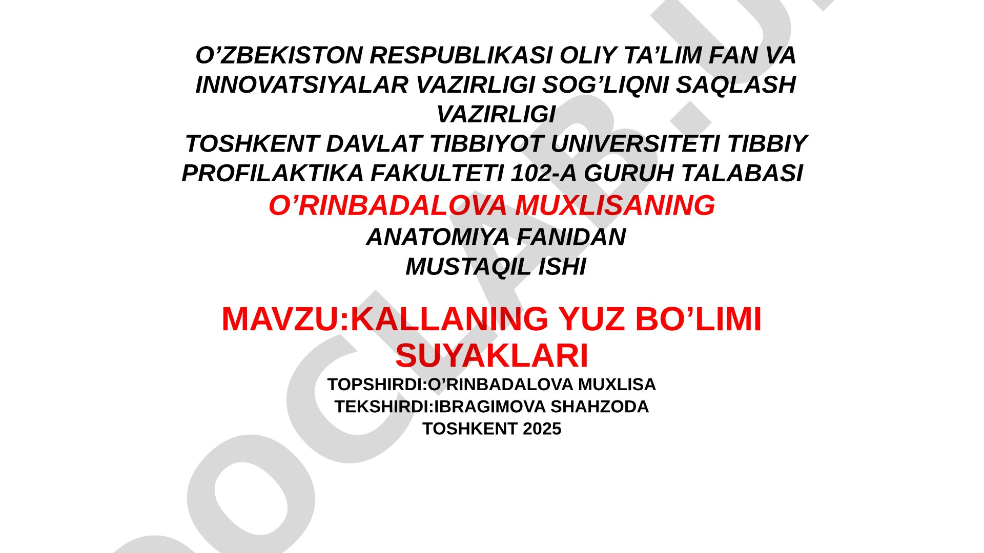 Kallaning yuz bo'limi suyaklari