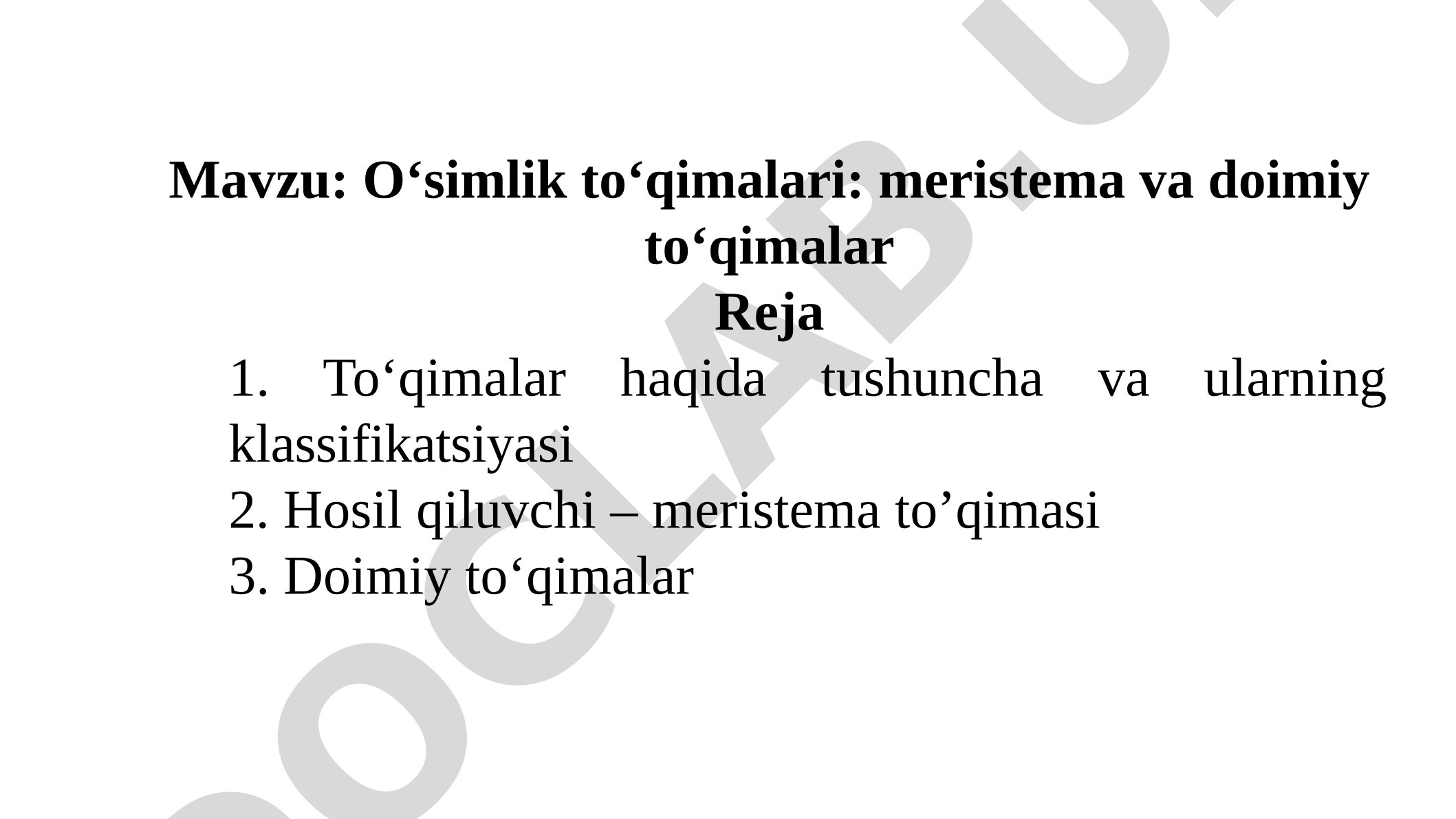 O‘simlik to‘qimalari: meristema va doimiy to‘qimalar
