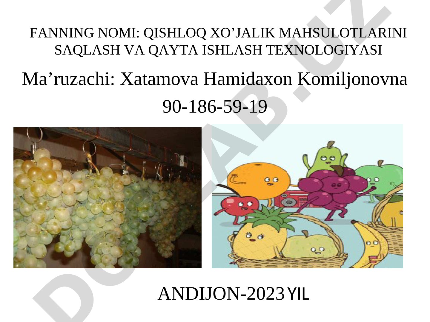 Meva va uzumlarni saqlash texnologiyasi