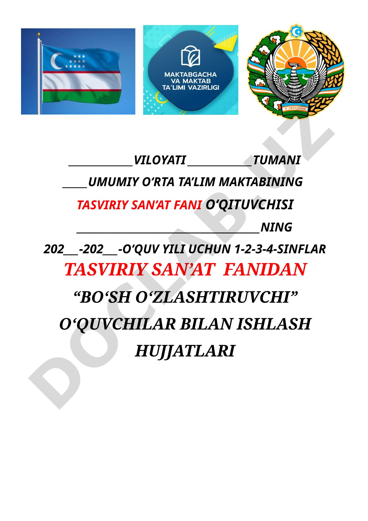 Tasviriy san’at fanidan bo‘sh o‘zlashtiruvchi o‘quvchilar bilan ishlash