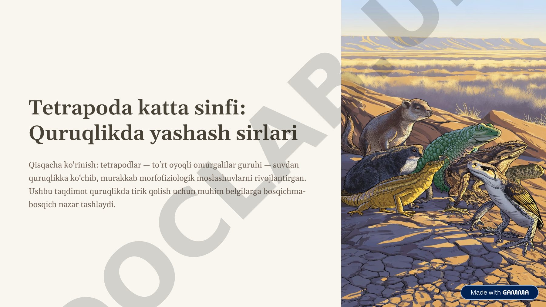Tetrapoda katta sinfi: Quruqlikda yashash sirlari
