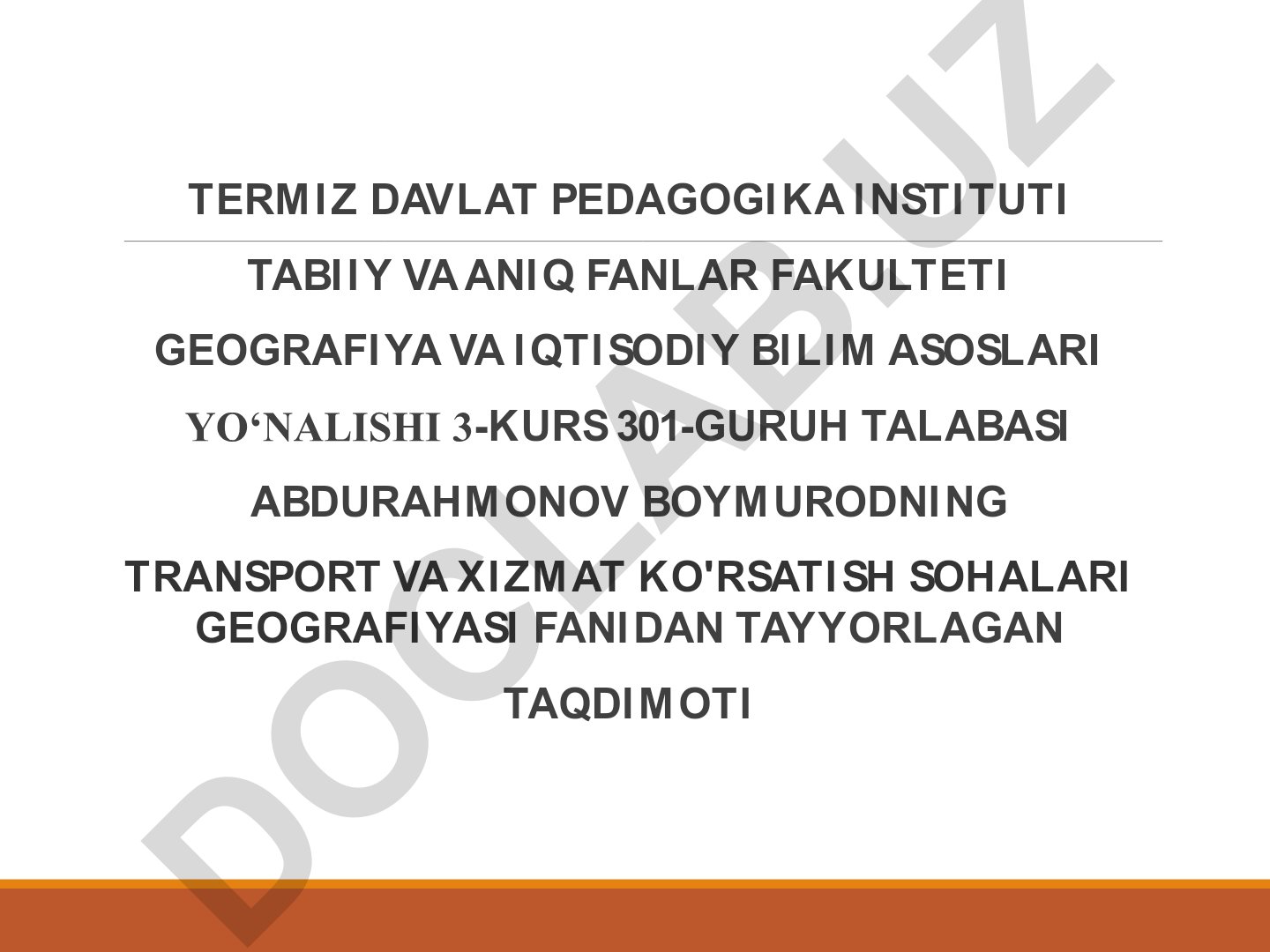 Avtomobil transporti rivojlanishining o‘ziga xos jihatlari