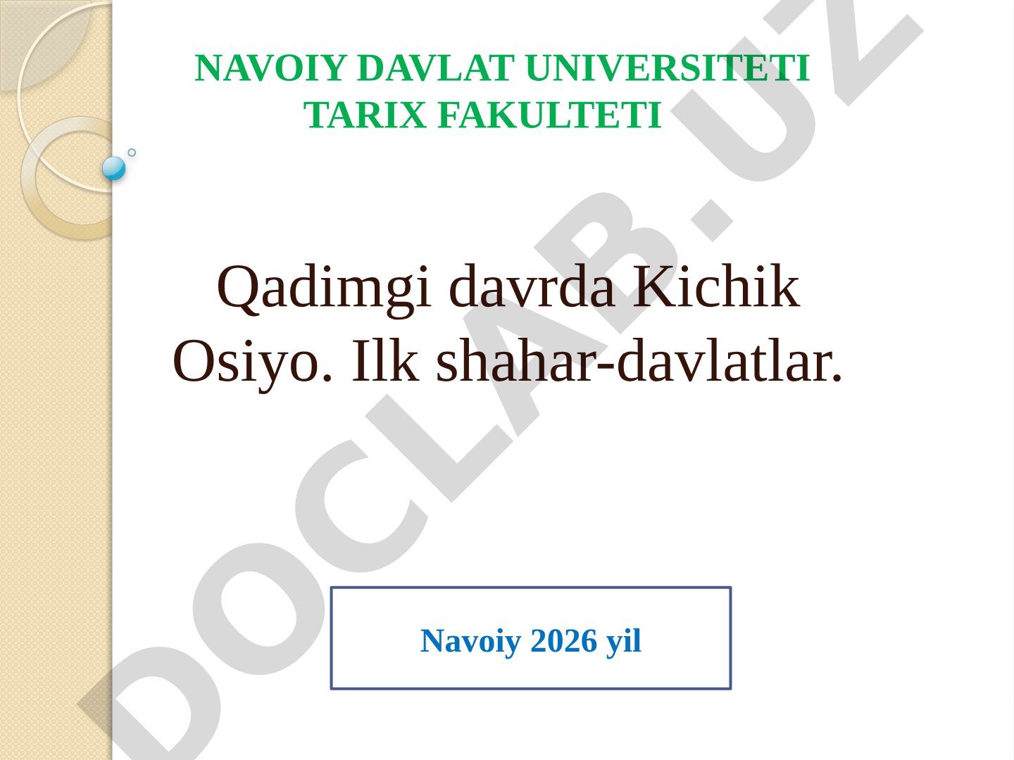Qadimgi davrda Kichik Osiyo. Ilk shahar-davlatlar