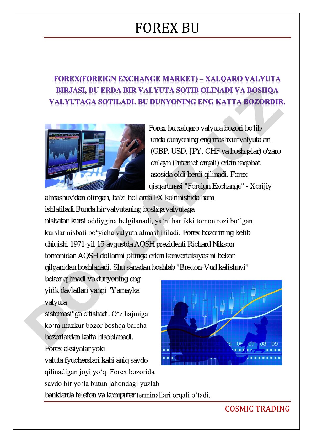 Forex bu cosmic trading