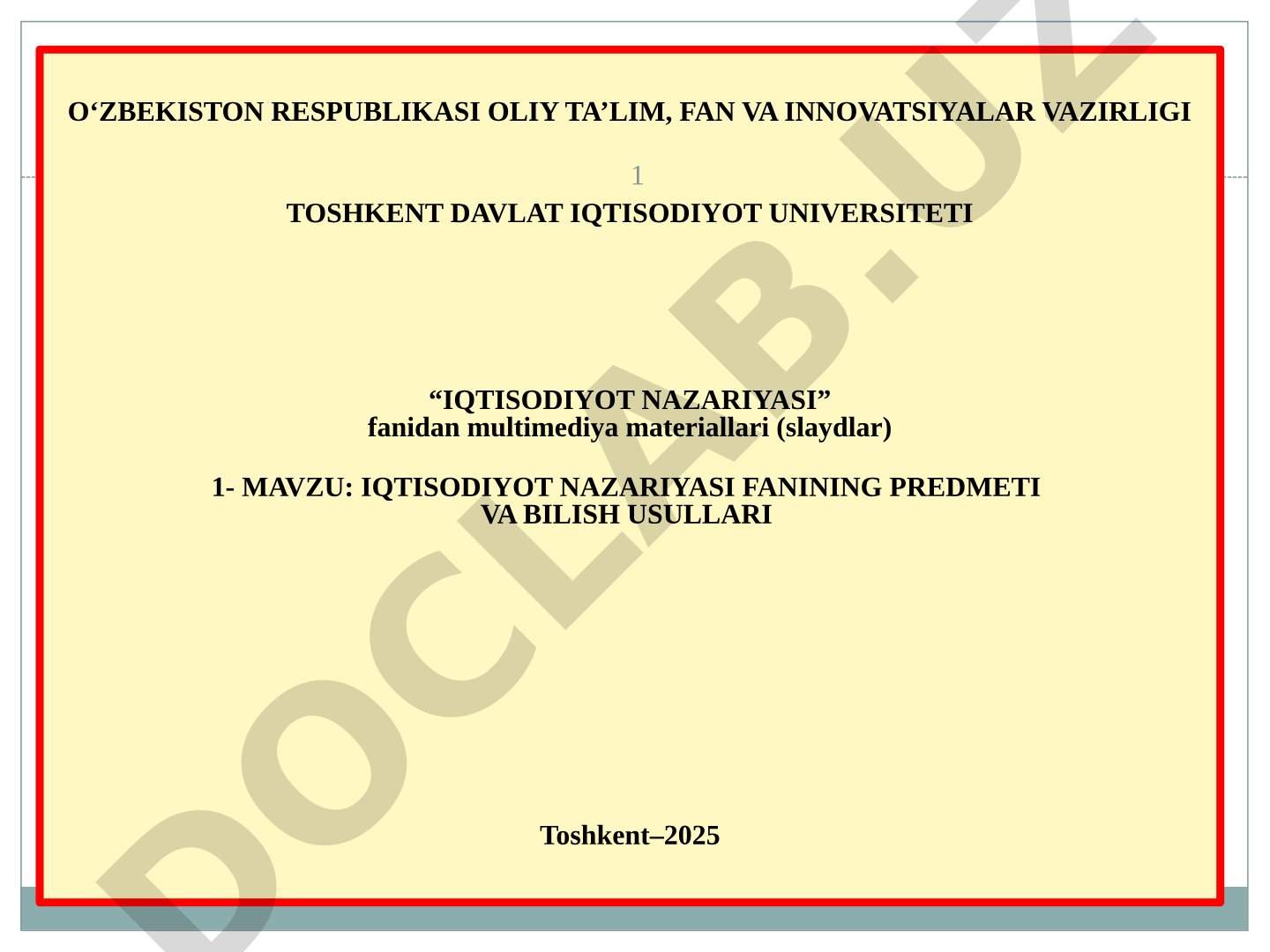 Iqtisodiyot nazariyasi fanining predmeti va bilish usullari
