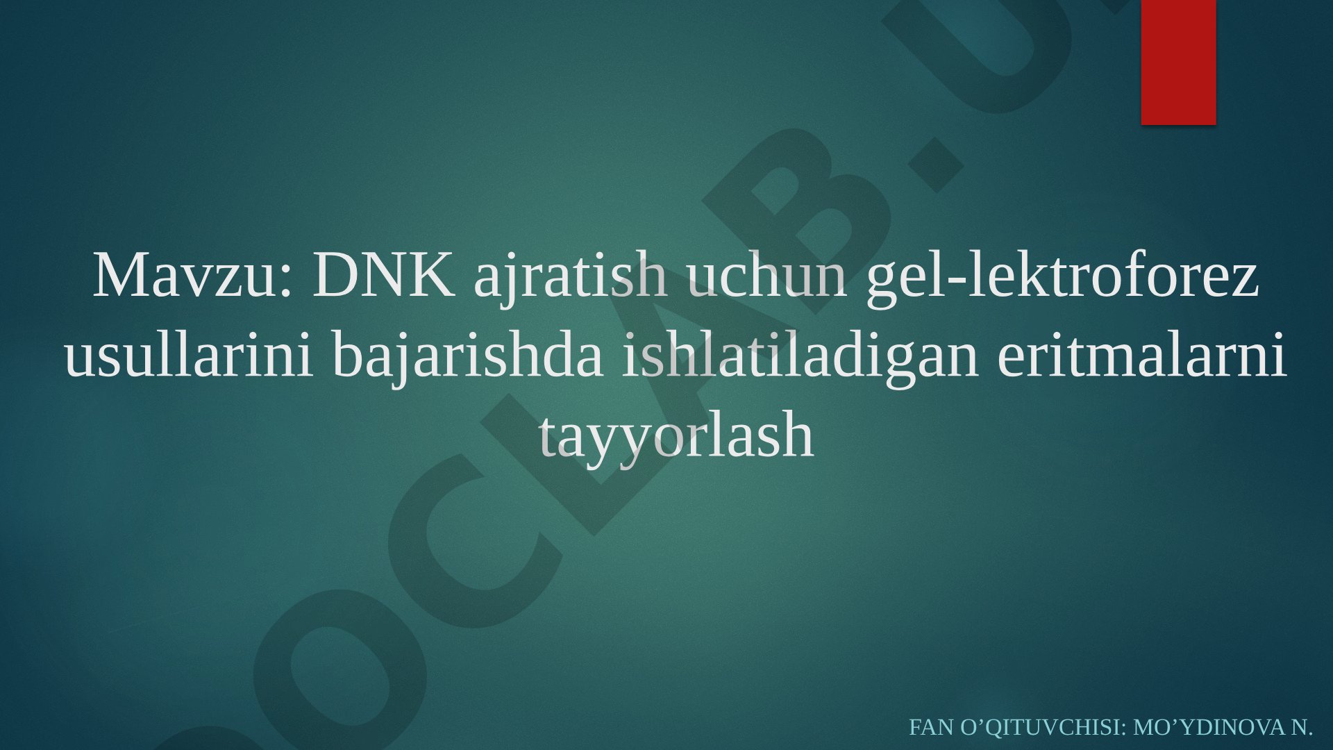 DNK ajratish uchun gel-lektroforez usullarini bajarishda ishlatiladigan eritmalarni tayyorlash