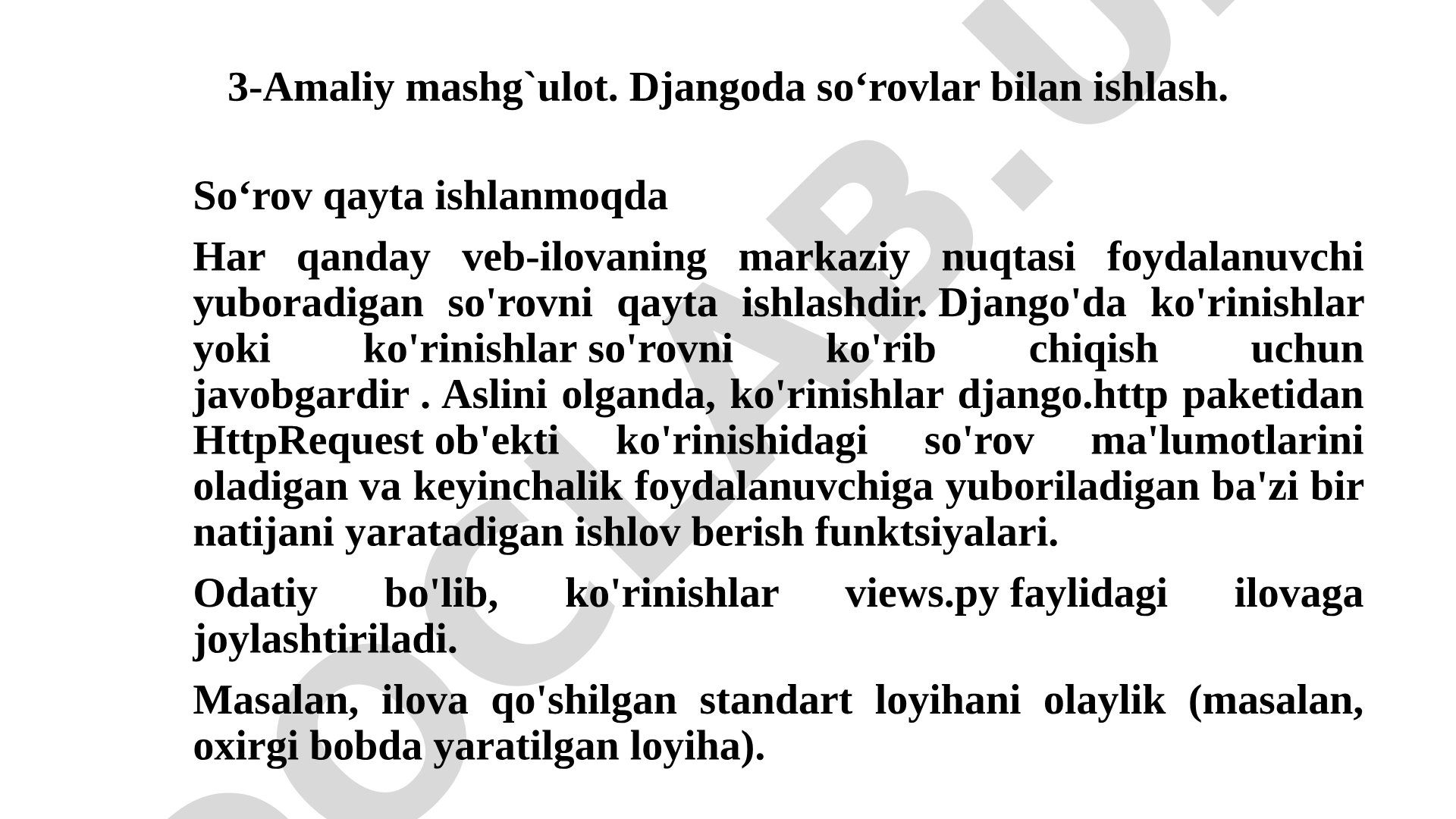 Djangoda so'rovlar bilan ishlash