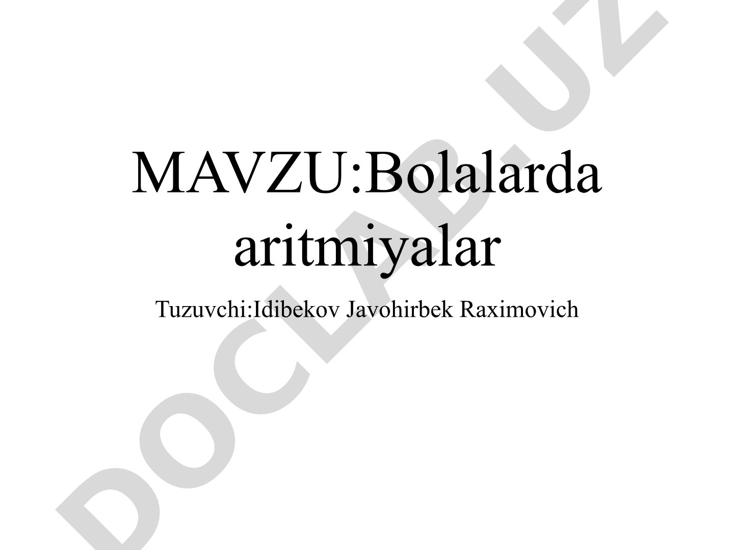Bolalarda aritmiyalar