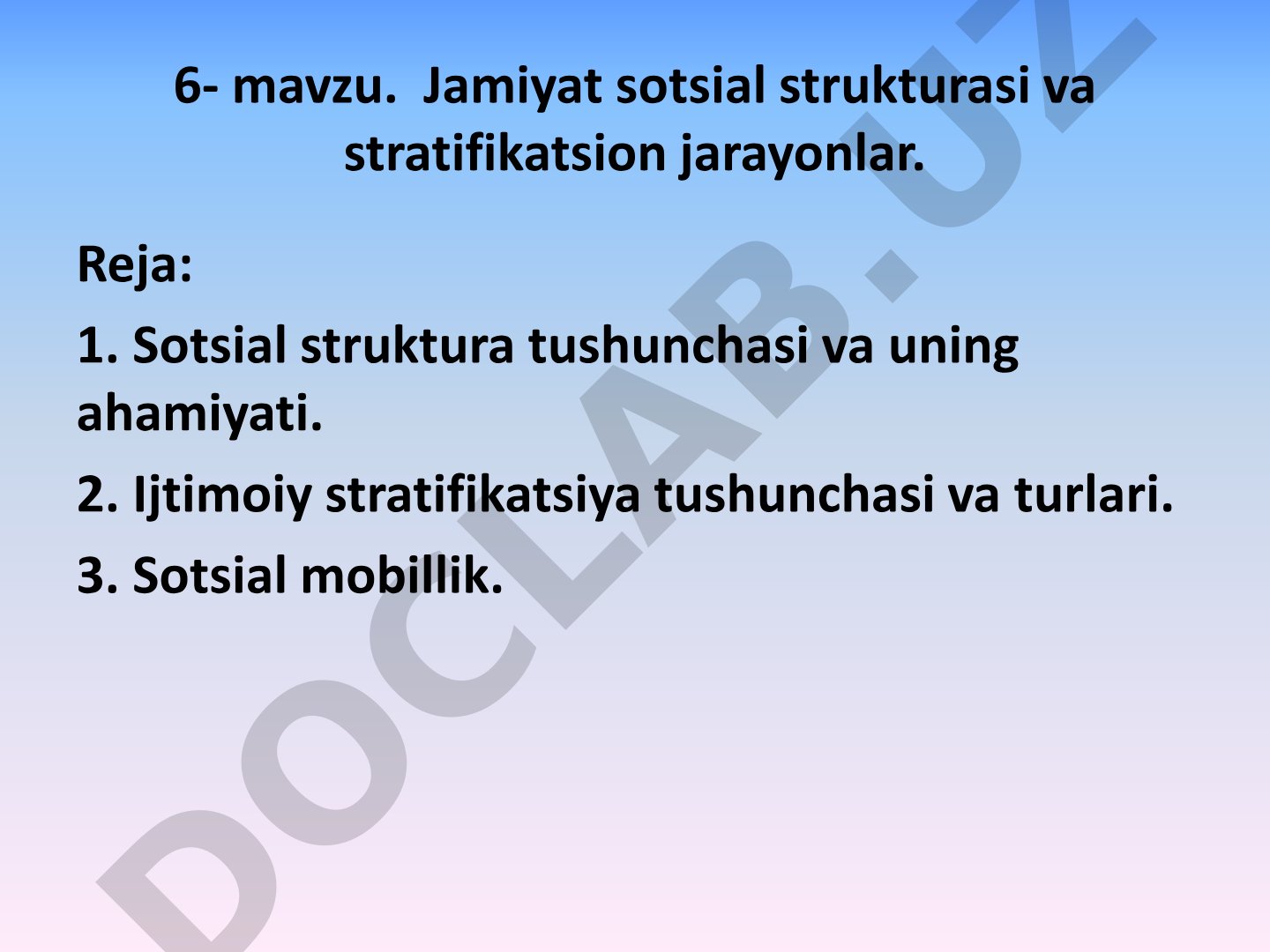 Jamiyat sotsial strukturasi va stratifikatsion jarayonlar
