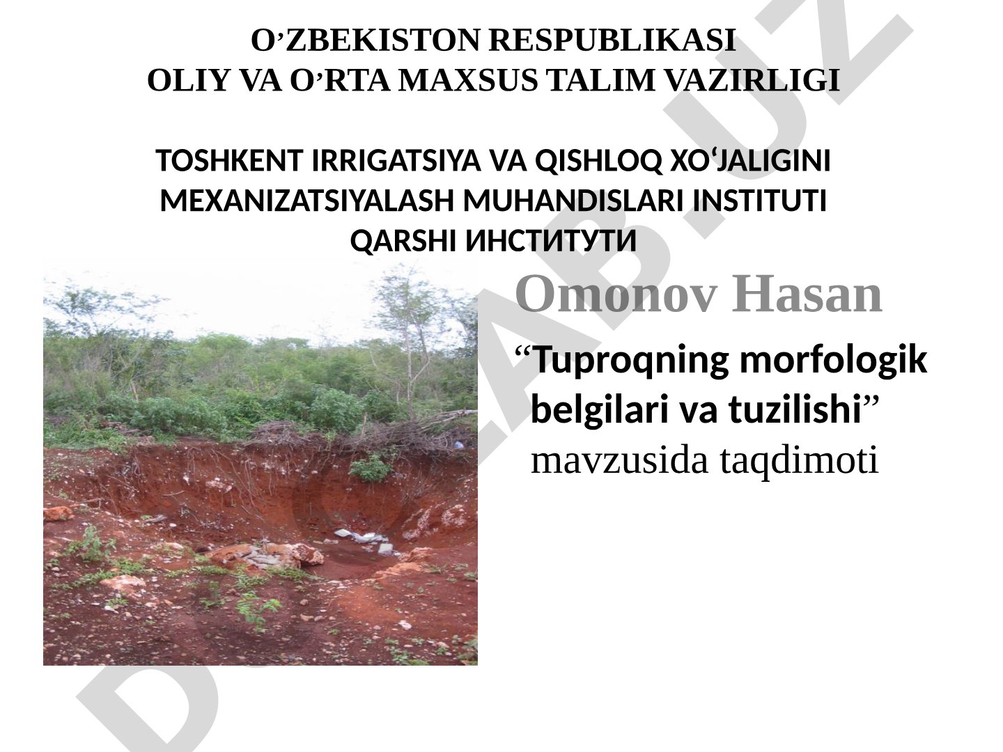 Tuproqning morfologik belgilari va tuzilishi