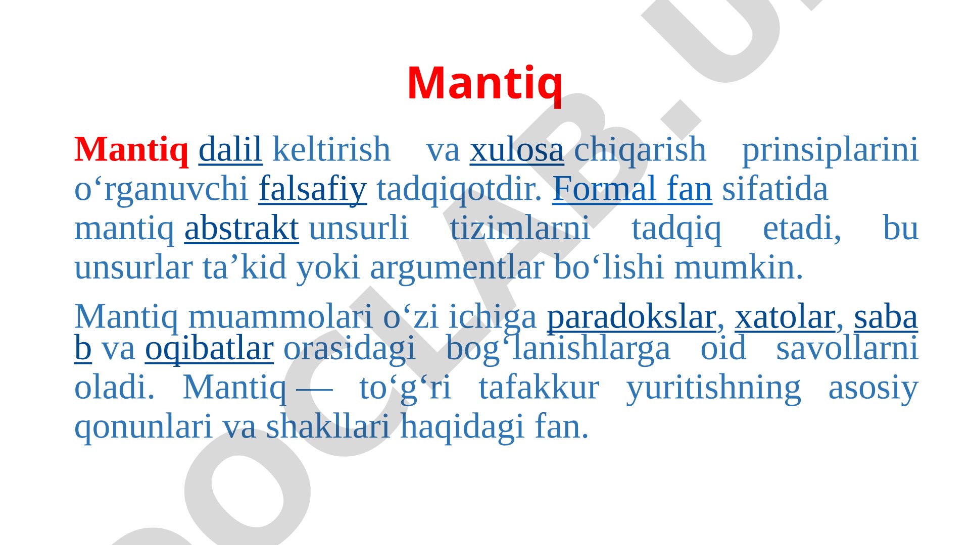Mantiq haqida umumiy ma'lumot
